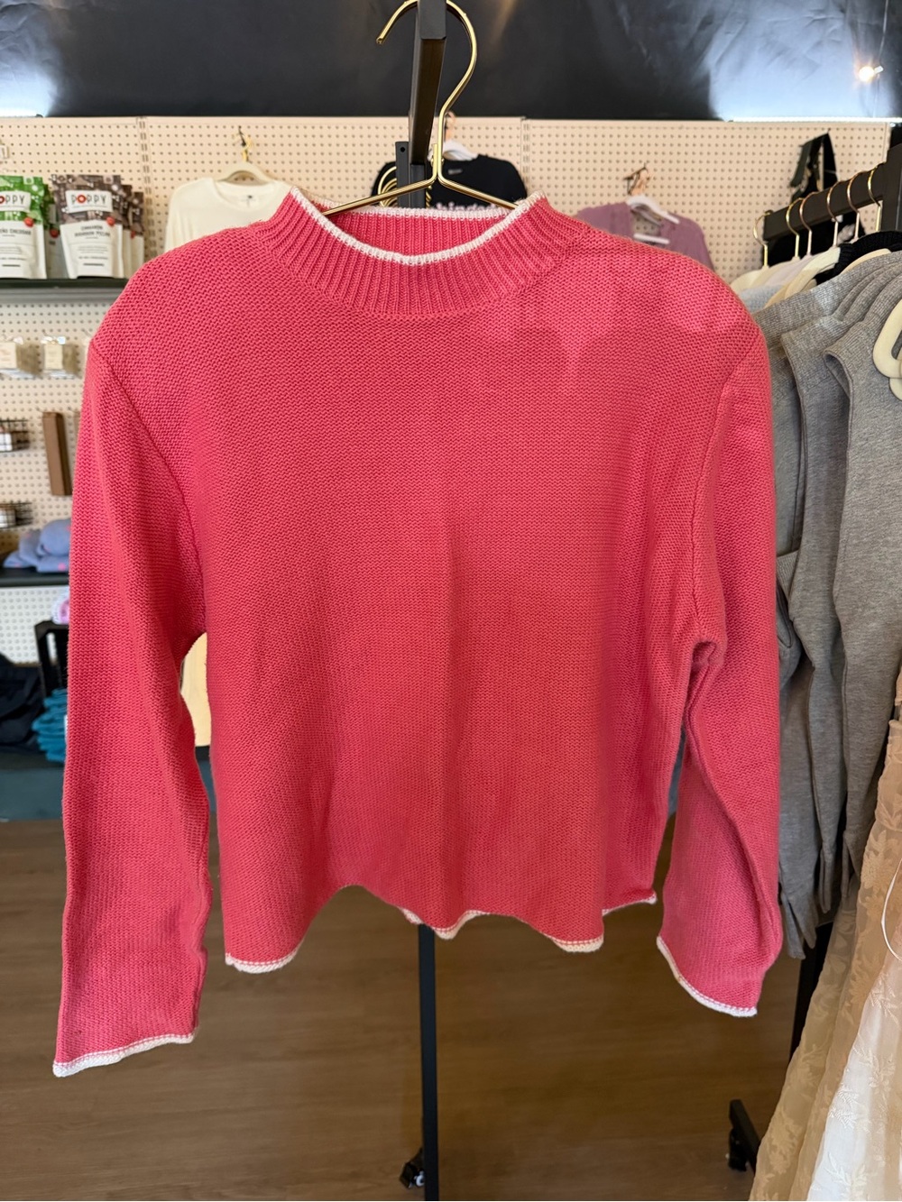 Christopher & Banks Pink Crewneck Sweater with White Trim (BOX 6)